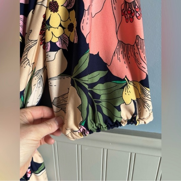 EUC London times floral faux wrap bubble sleeve dress sz 16 - Picture 5 of 5